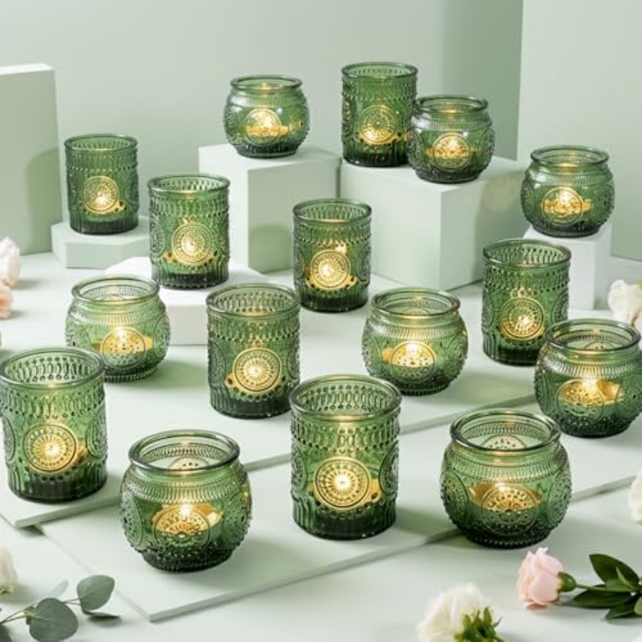 Vintage Collectible Glass - 36 Pcs Candle Holders Bulk for