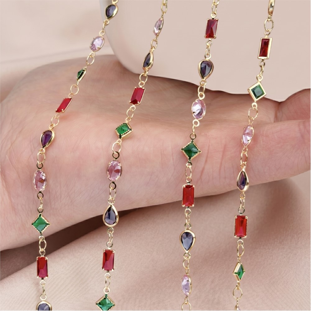 Vintage Collectible Item - 1meter Colorful Crystal Chain for Jewelry