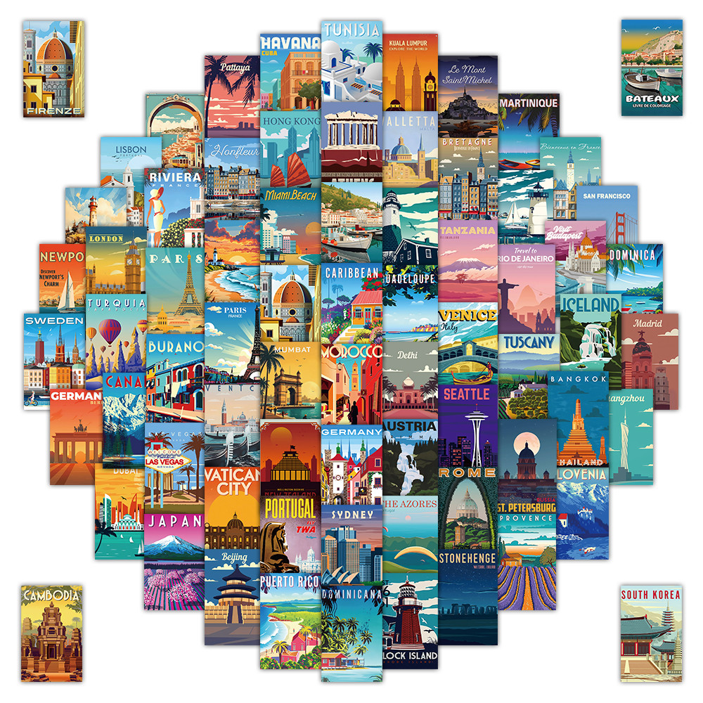 Vintage Collectibles Store - 108 Pcs Scenic Landscape Stamps -