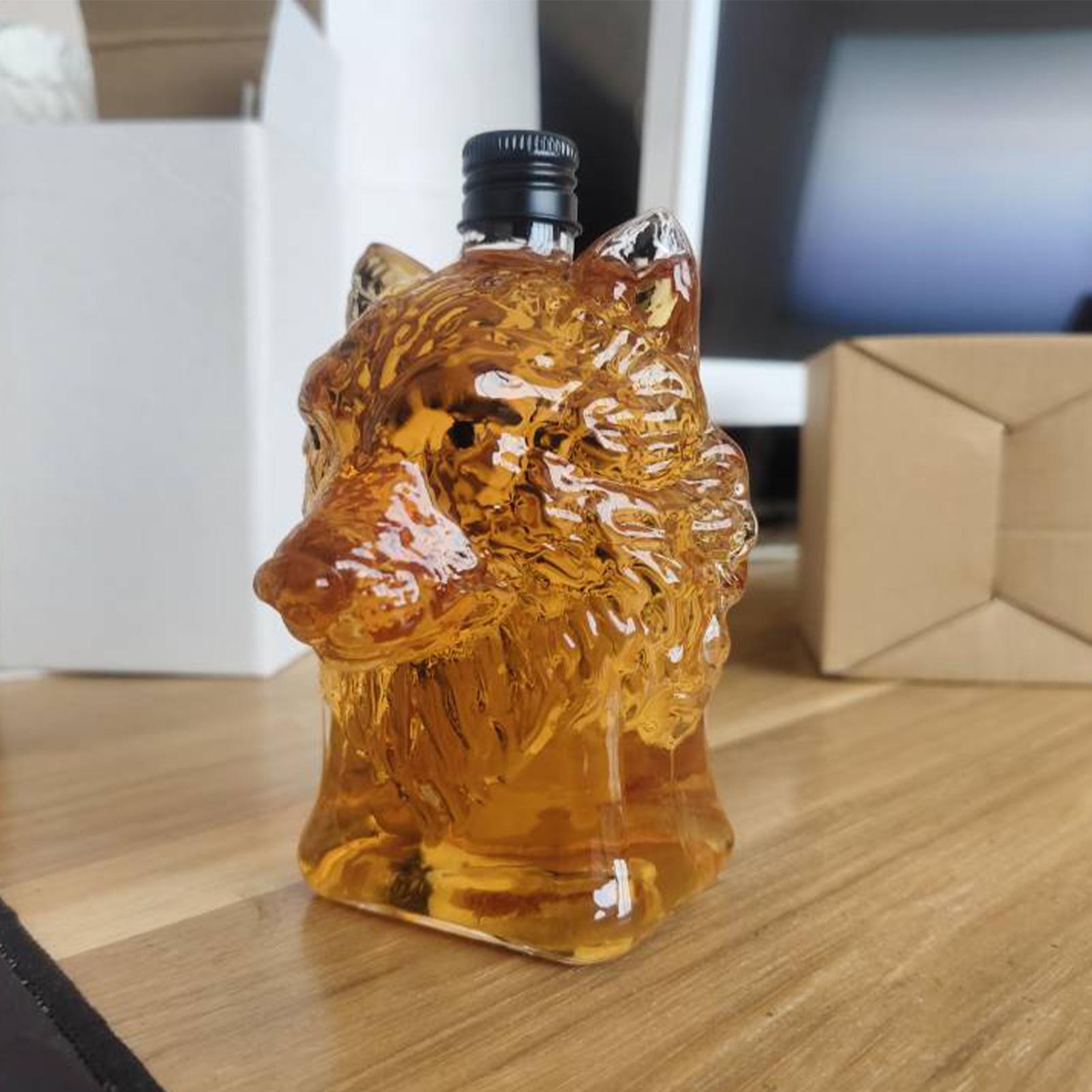 Vintage Collectible Bottles - Engraved Whiskey Glasses Wolf Art Statue