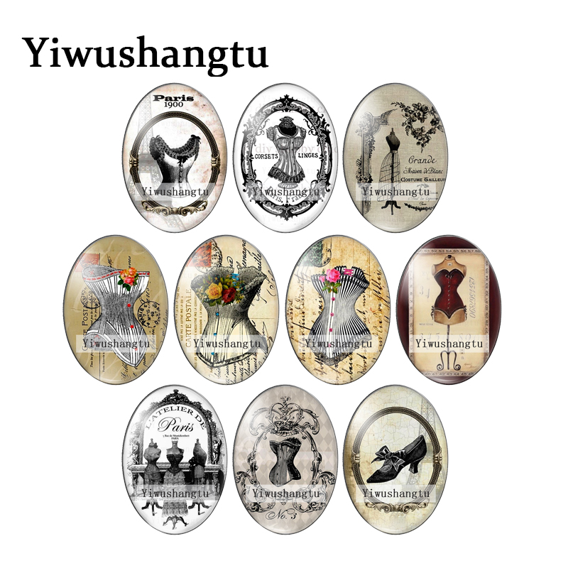 Vintage Collectible Glass - Vintage Art collection skirt paintings 13x18mm/18x25mm/30x40mm