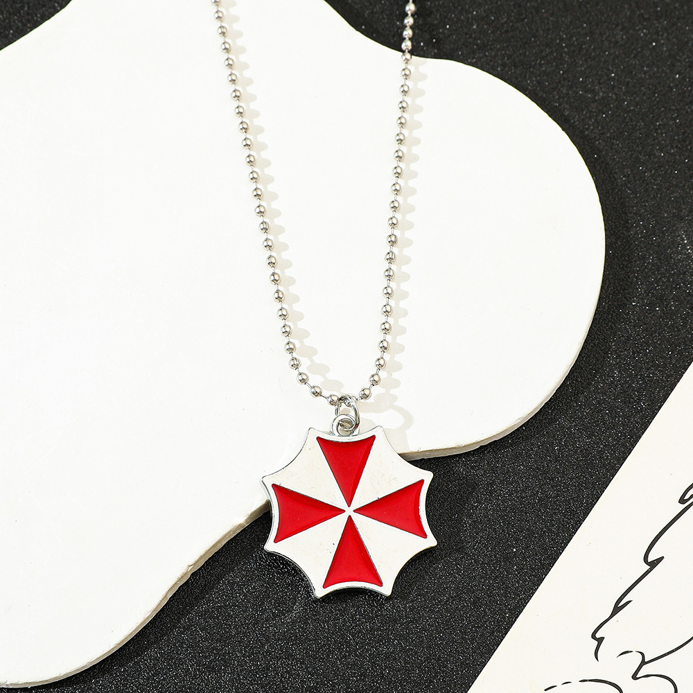 Vintage And Collectible - Vintage Fashion Red Umbrella Pendant Necklace