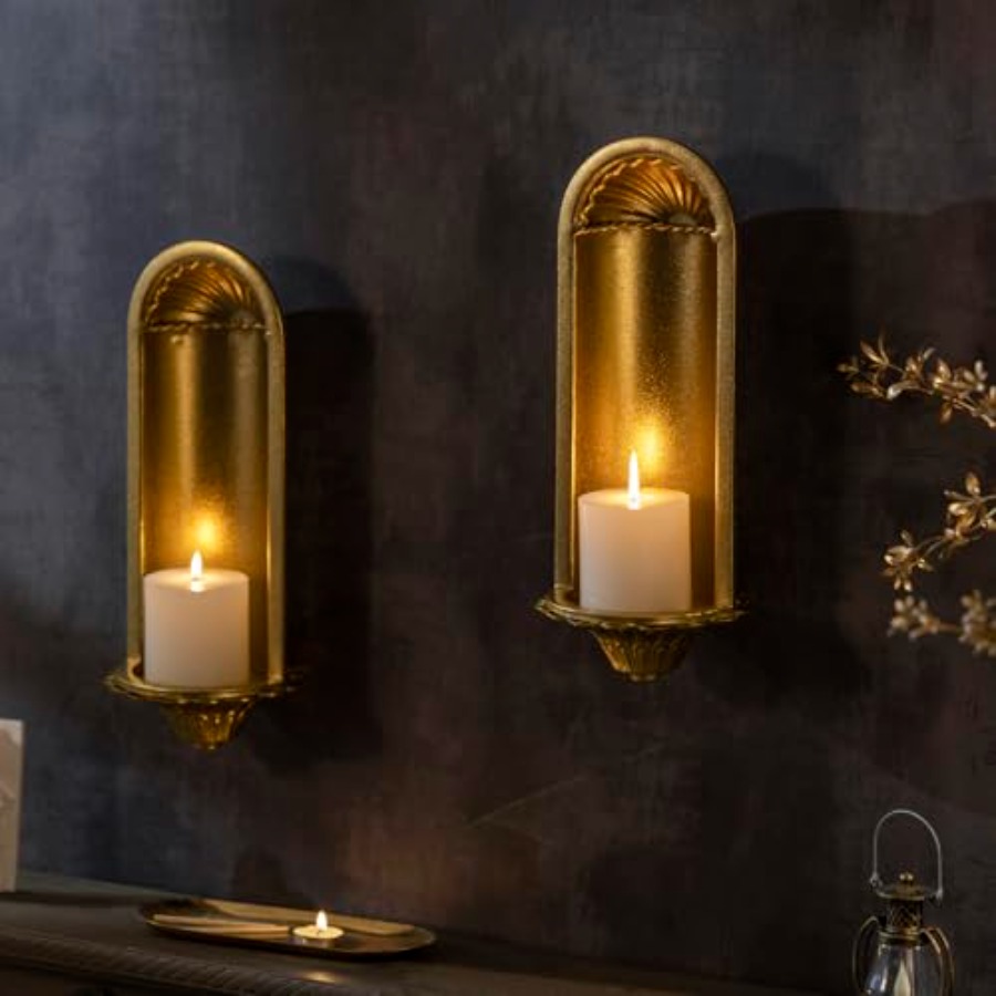 Vintage Collectibles & More Llc Photos - Gold Wall Candle Sconces Set of