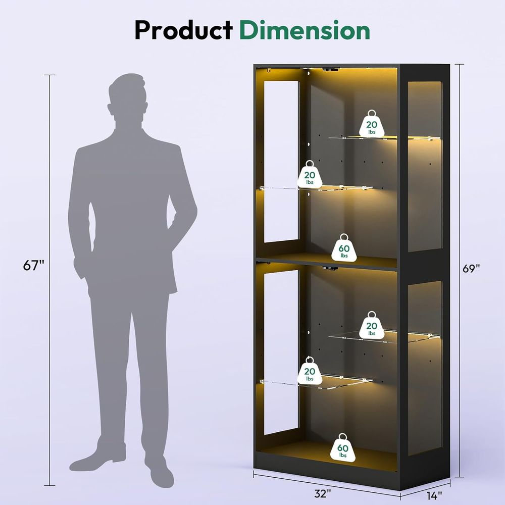 69 LED-Lit Glass Display Cabin - Collectible & Vintage Dolls For Wedding recension och pris
