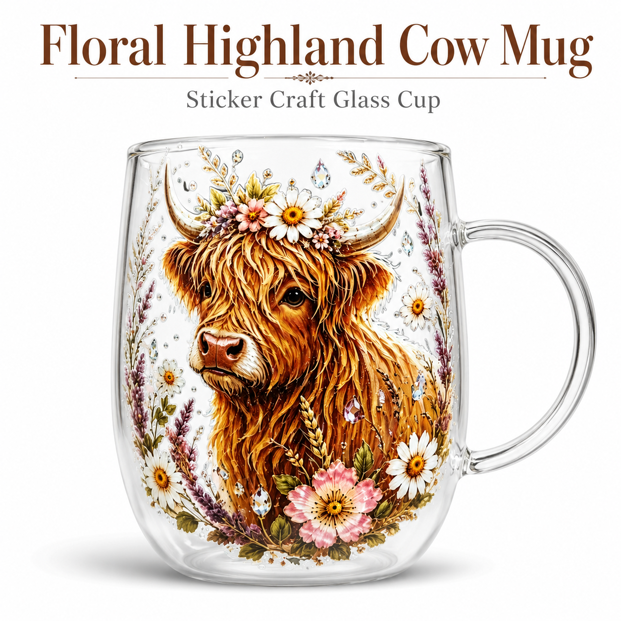 Vintage Highland Cattle Flower - Vintage Collectible Glass recension och pris