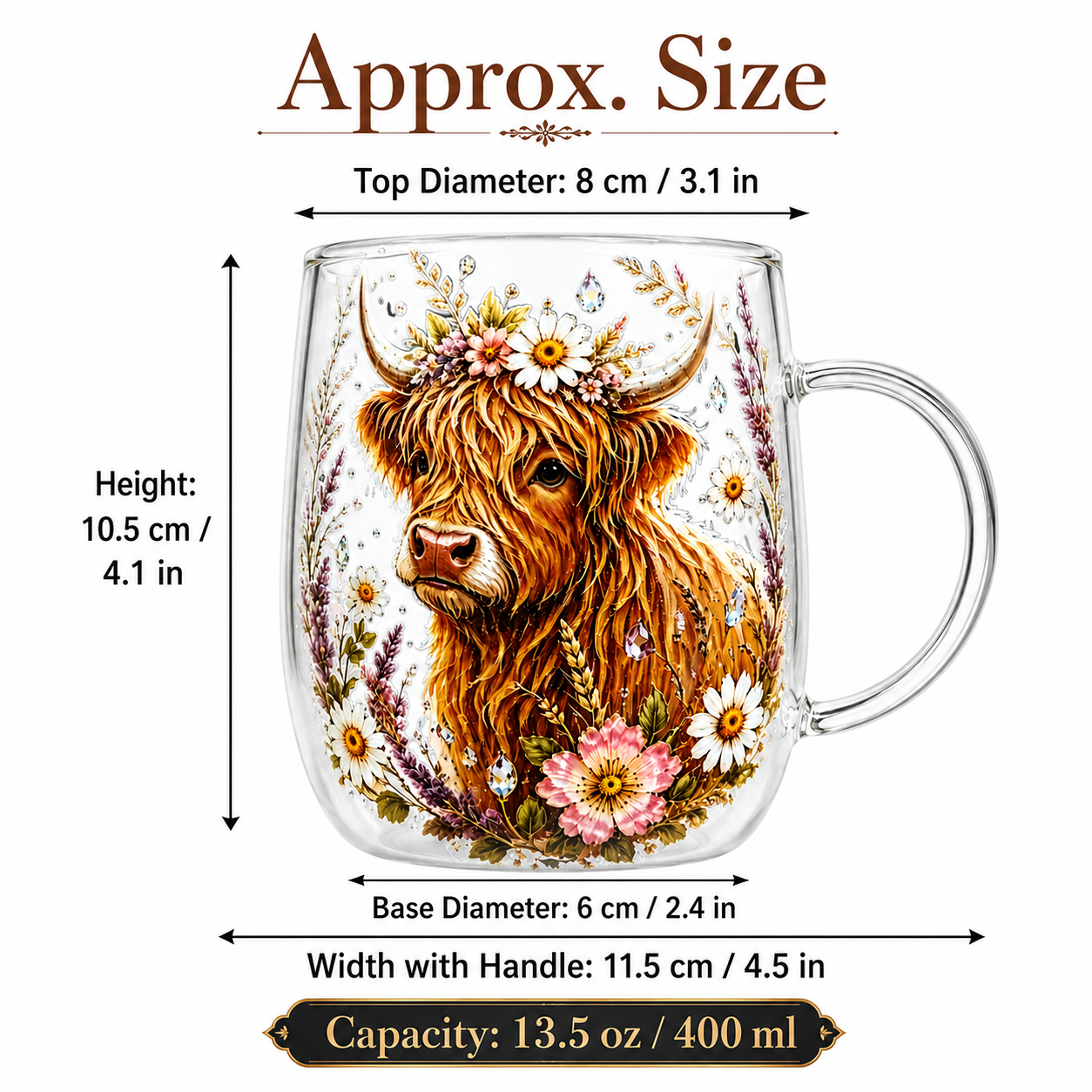 Vintage Highland Cattle Flower - Vintage Collectible Glass recension och pris