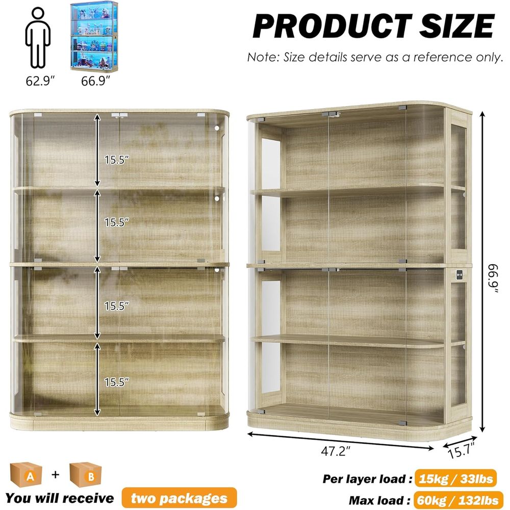 47.2 Glass-Door 4-Tier Display - Collectible & Vintage Dolls For Wedding recension och pris