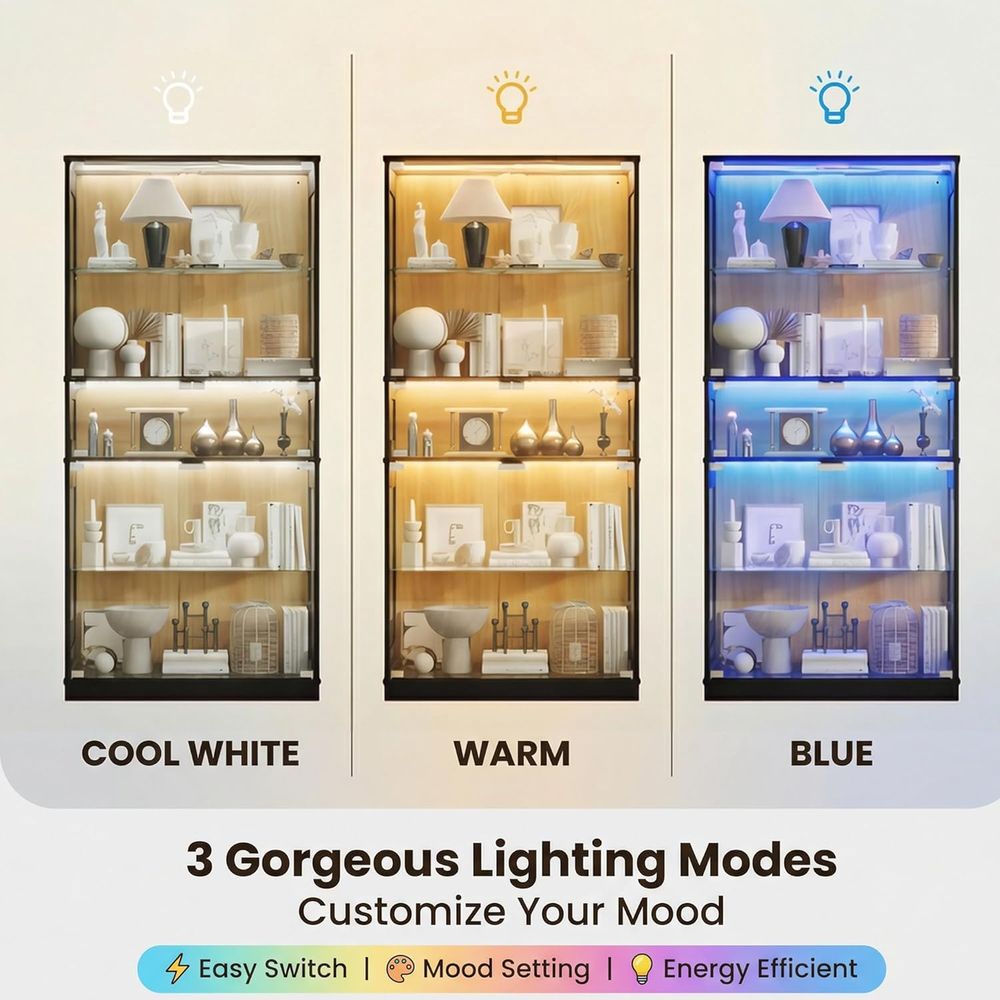5-Shelf LED Lighted Glass Disp - Collectible Collection recension och pris