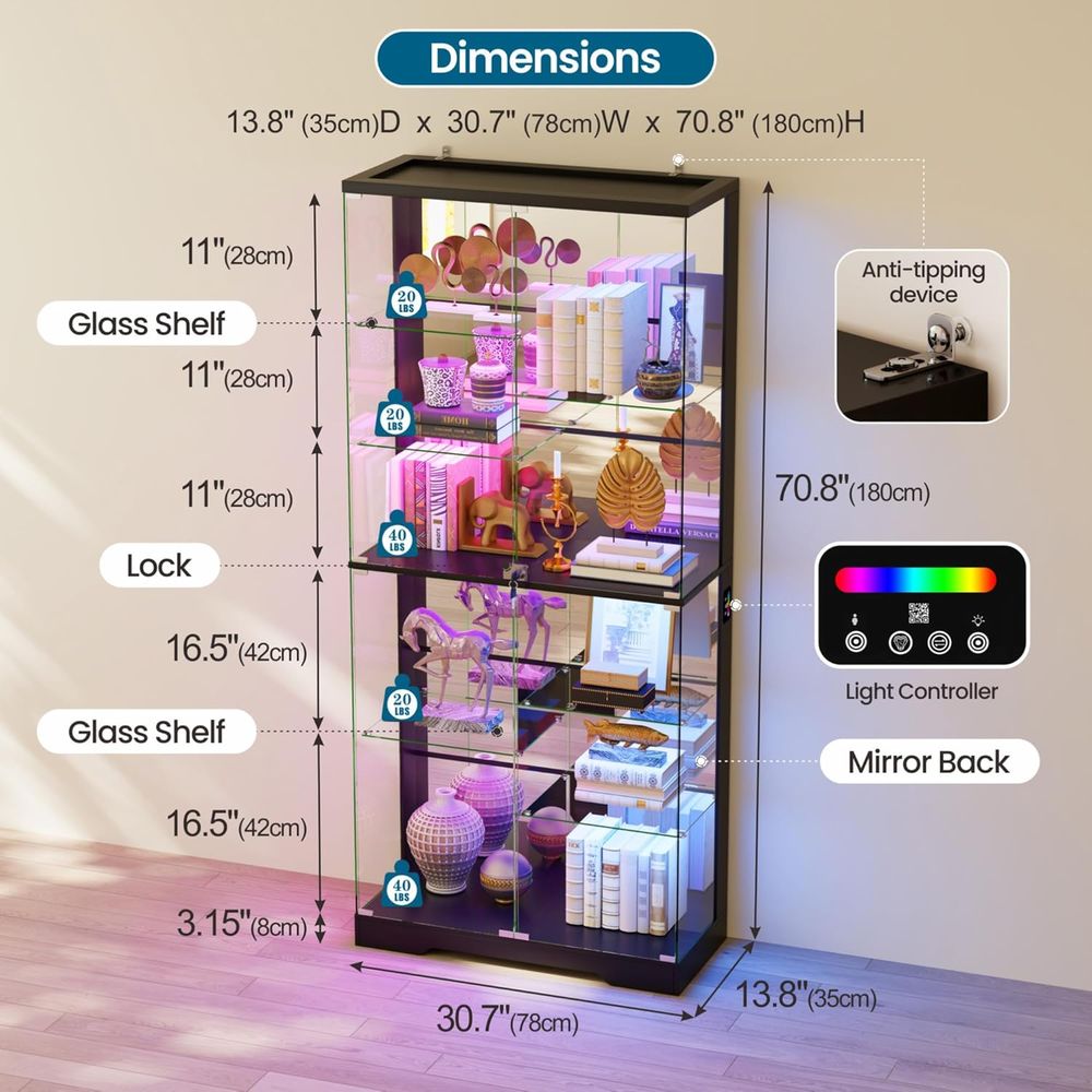 10-Tier Lockable Glass Display - Collectible & Vintage Dolls For Wedding recension och pris