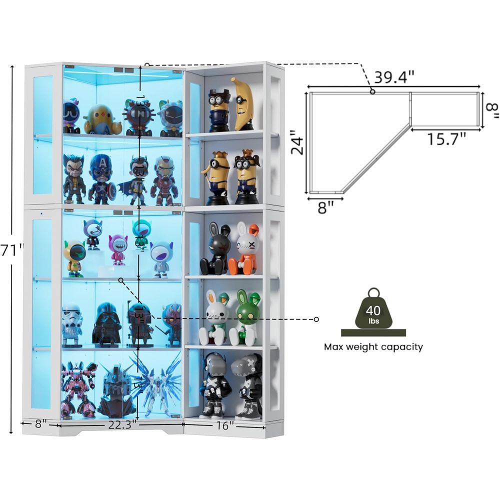 5-Tier Glass Display Cabinet w - Collectible & Vintage Dolls For Wedding recension och pris