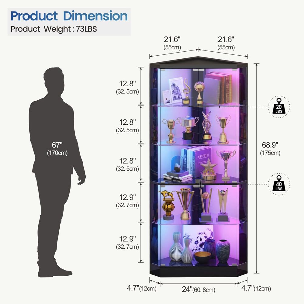 69 Black 5-Tier Glass Display  - Collectible & Vintage Dolls For Wedding recension och pris