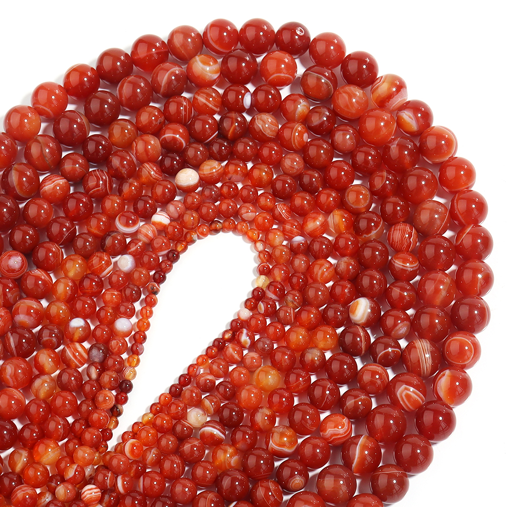 1 Strand Red Striped Agate Nat - Vintage Collectible Item recension och pris