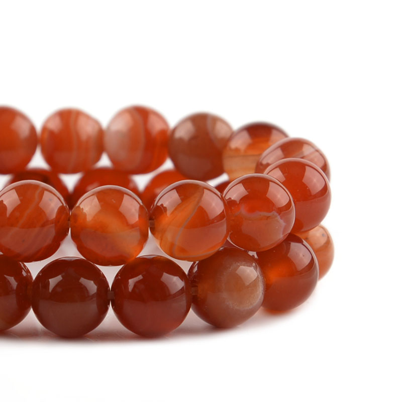 1 Strand Red Striped Agate Nat - Vintage Collectible Item recension och pris