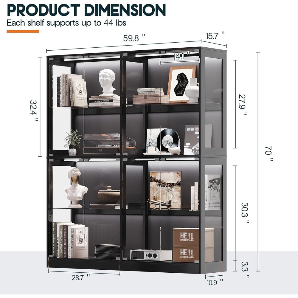 4-Tier LED-Lit Glass Shelf Cab - Collectible & Vintage Dolls For Wedding recension och pris