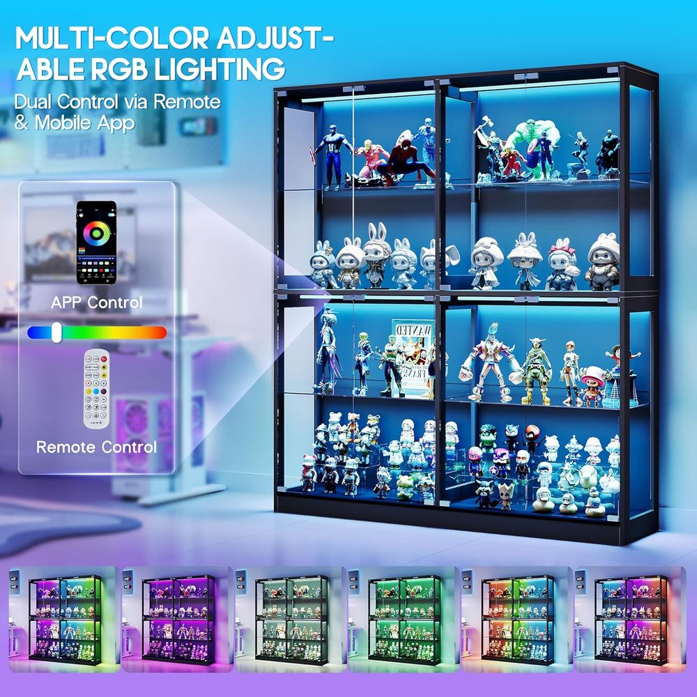 4-Tier LED-Lit Glass Shelf Cab - Collectible & Vintage Dolls For Wedding recension och pris