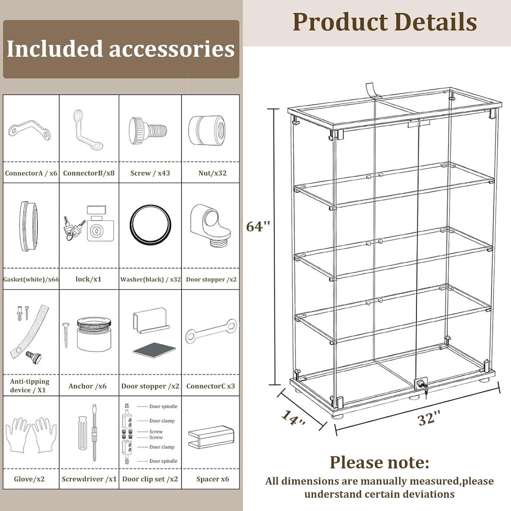 4-Tier Tempered Glass Curio Ca - Collectible & Vintage Dolls For Wedding recension och pris