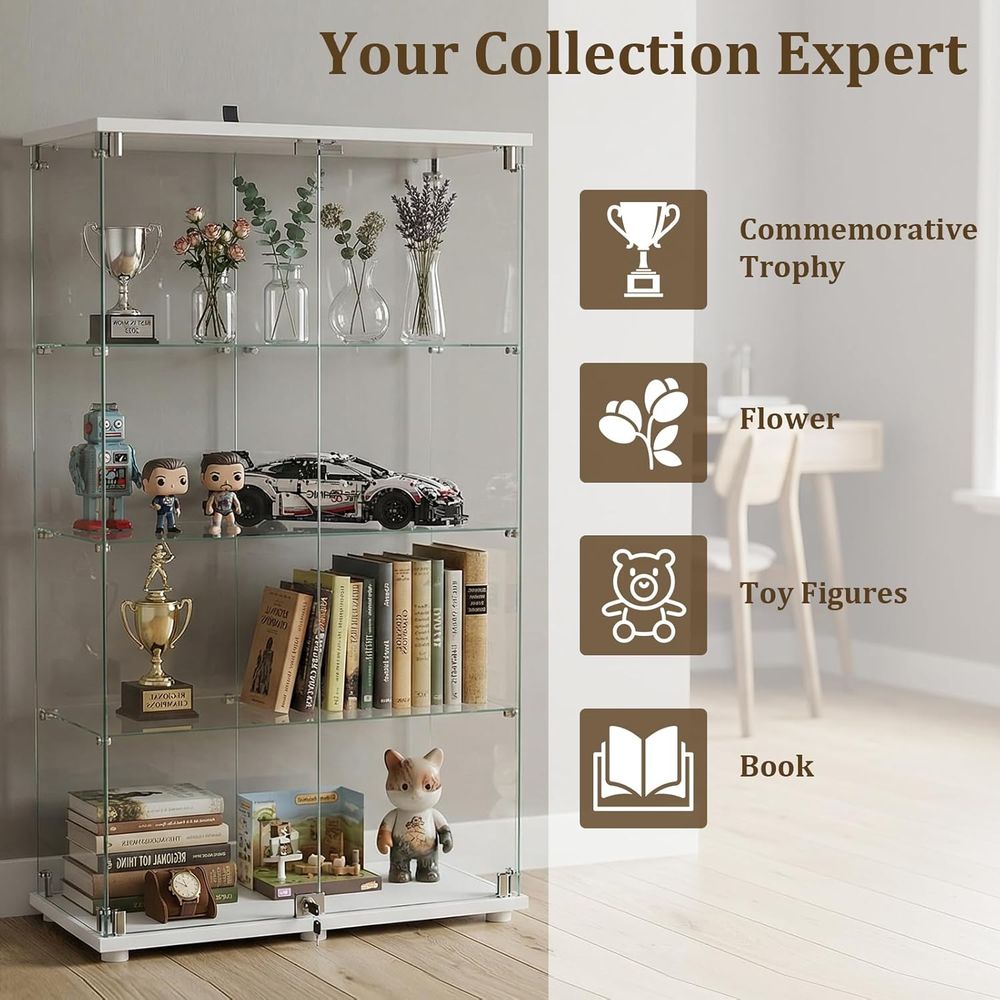 4-Tier Tempered Glass Curio Ca - Collectible & Vintage Dolls For Wedding recension och pris