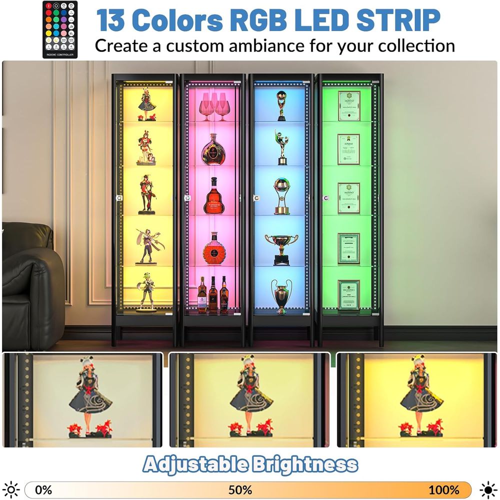 5-Tier Glass Display Cabinet w - Collectible Collection recension och pris