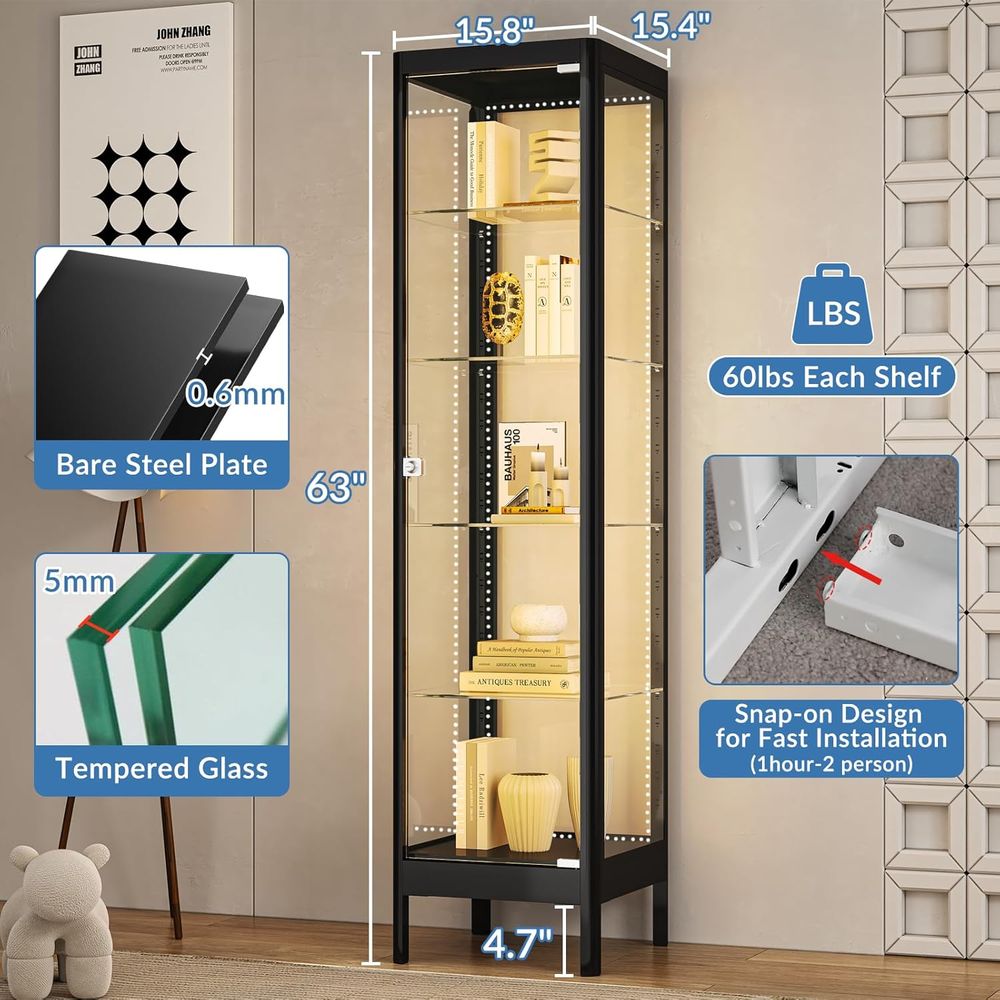 5-Tier Glass Display Cabinet w - Collectible Collection recension och pris