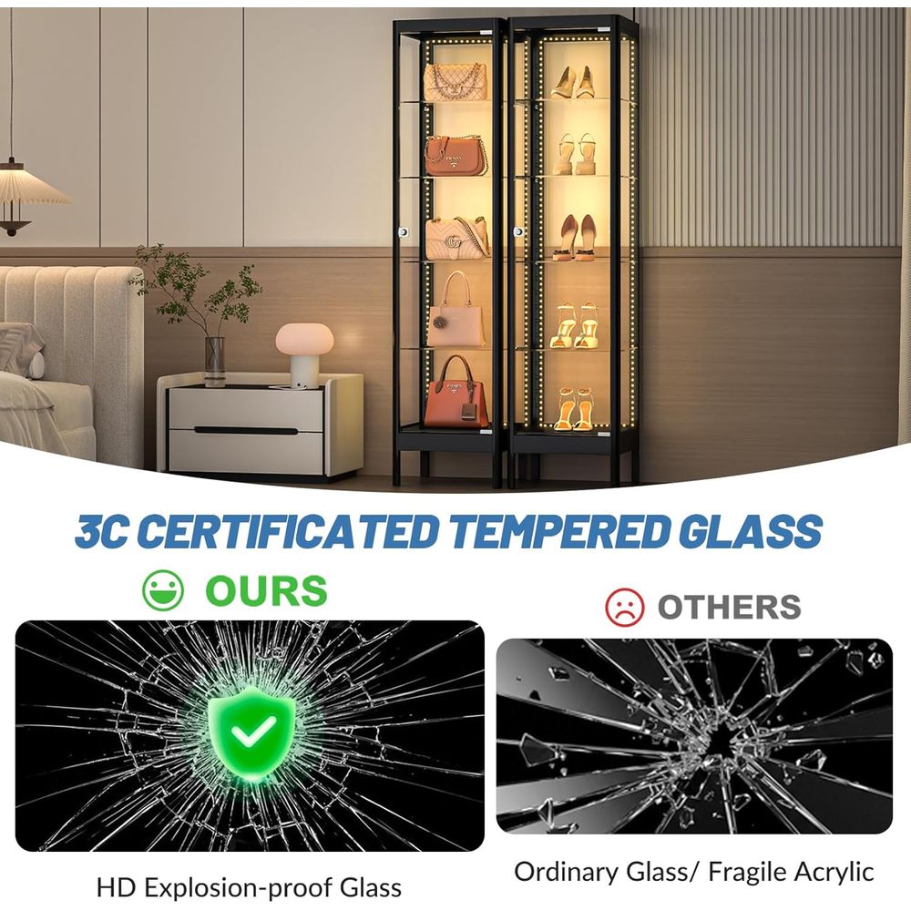 5-Tier Glass Display Cabinet w - Collectible Collection recension och pris