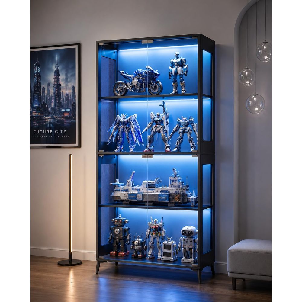 4-Tier Glass Display Cabinet w - Collectible Collection recension och pris