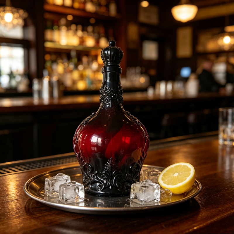 Dark Gothic Red Black Glass Li - Vintage Collectible Bottles recension och pris