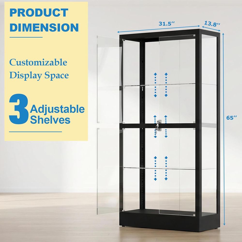 65 H 4-Tier Glass Display Cabi - Collectible & Vintage Dolls For Wedding recension och pris