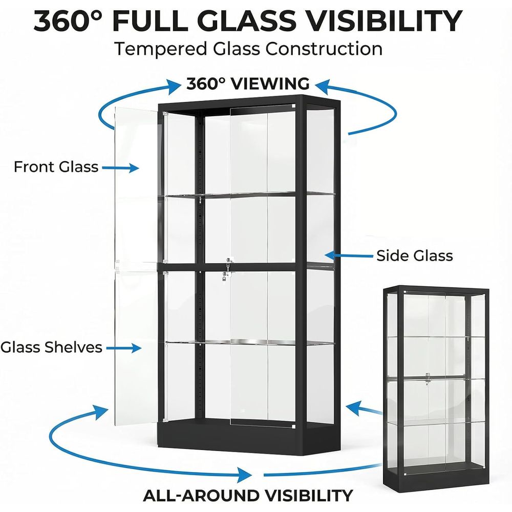 65 H 4-Tier Glass Display Cabi - Collectible & Vintage Dolls For Wedding recension och pris