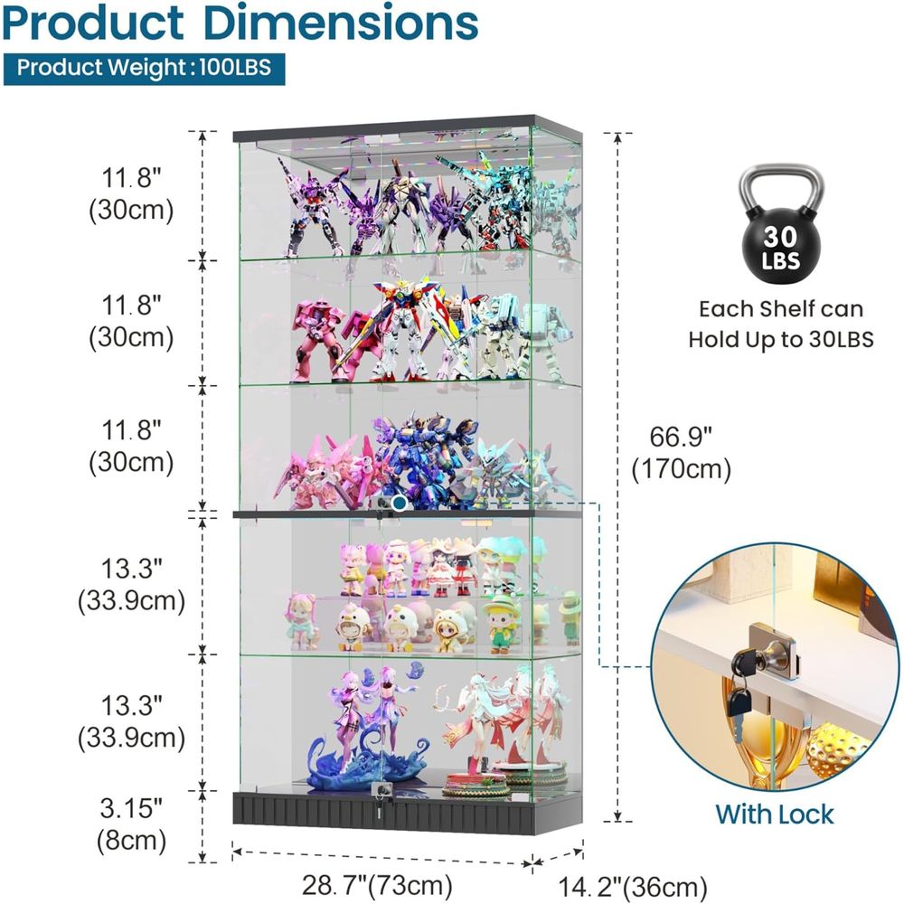 LED-Illuminated 5-Tier Lockabl - Collectible & Vintage Dolls For Wedding recension och pris