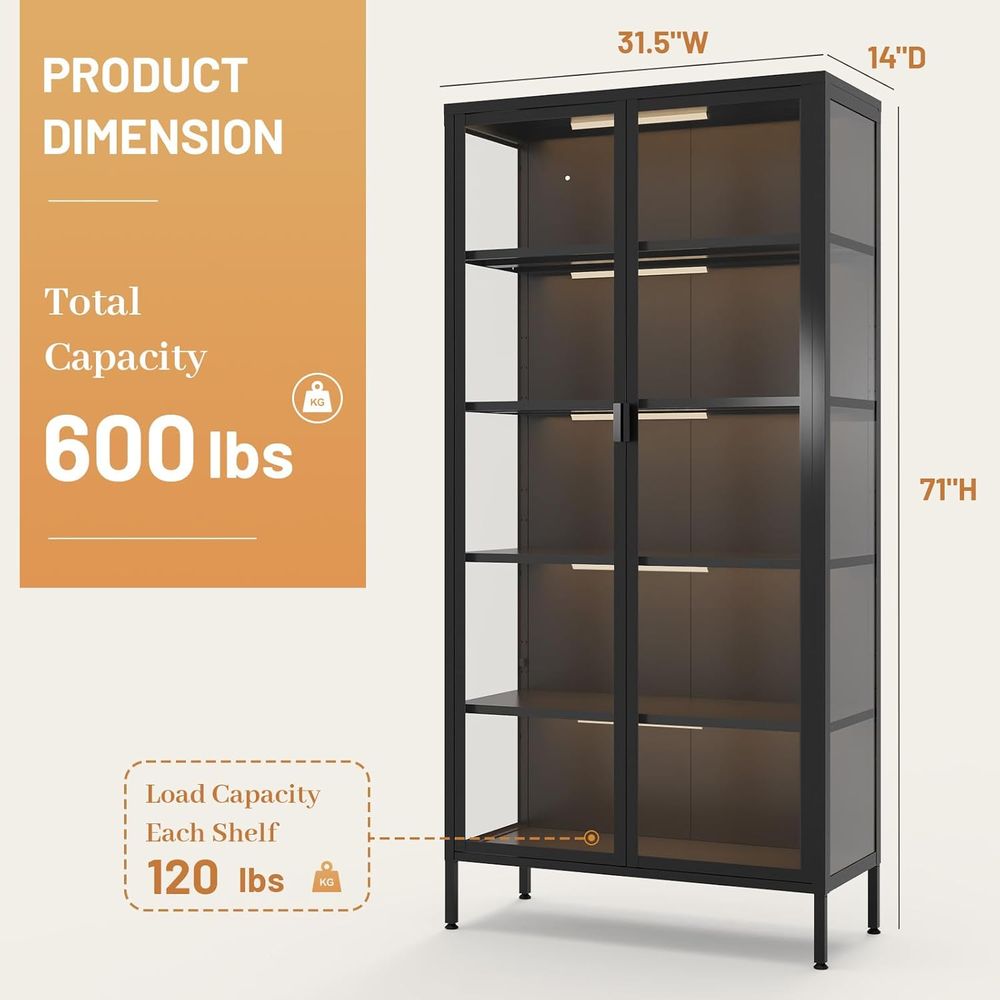 71-Inch Tall Glass Display Cab - Collectible Collection recension och pris