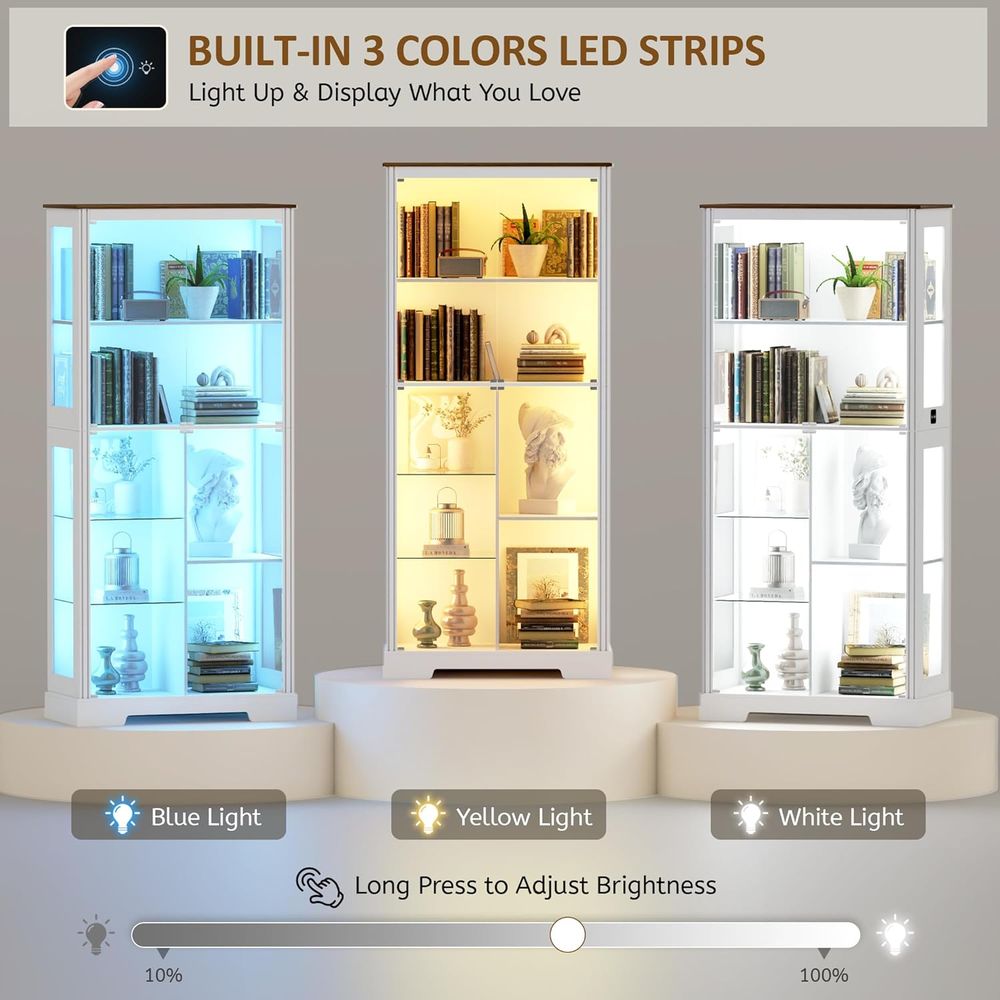 7-Tier Glass Display Cabinet w - Collectible & Vintage Dolls For Wedding recension och pris